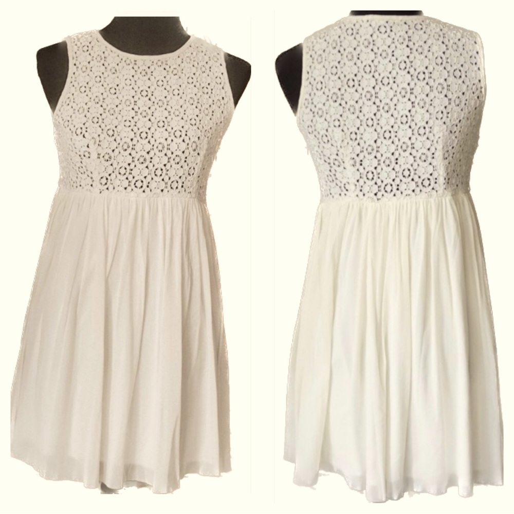 Forever 21 Cream Crochet Chest Mini Dress - Size Medium